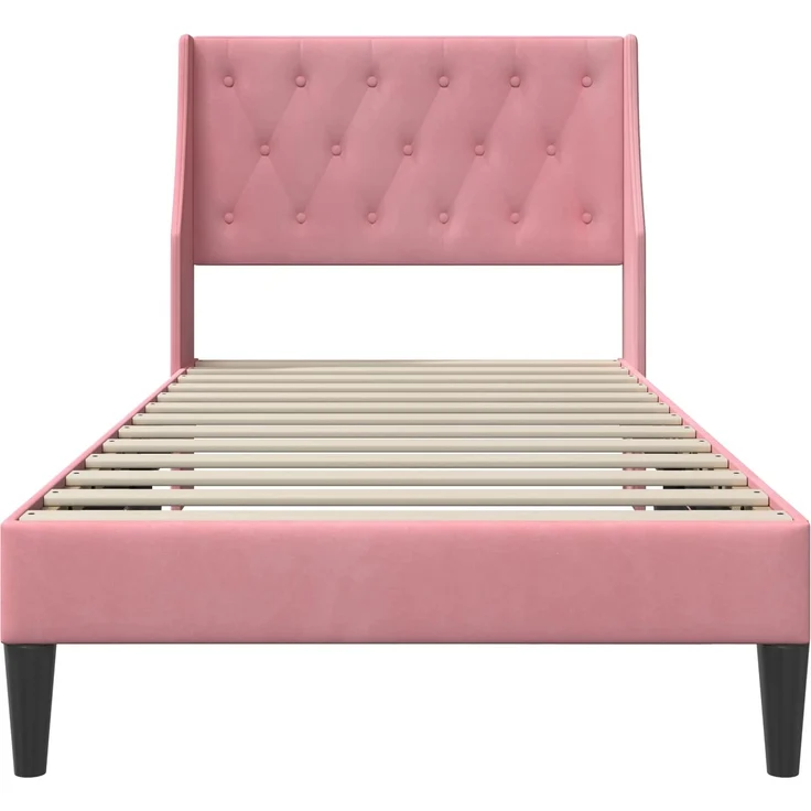 vidaXL Bettrahmen mit Kopfteil Rosa 100x200 cm Samt 42027409 – Bild 4