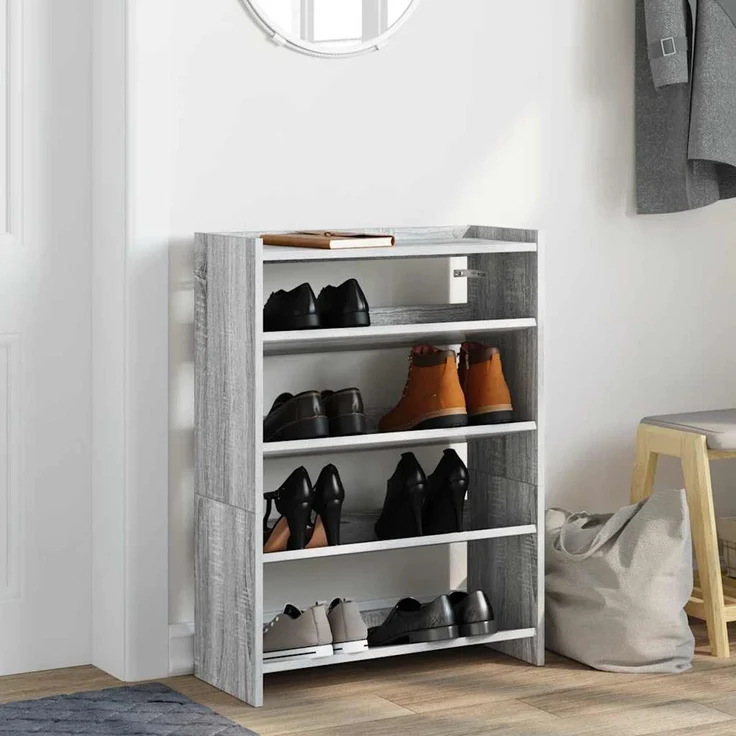 vidaXL Schuhregal Grau Sonoma 60x25x81 cm Holzwerkstoff 859883 – Bild 2
