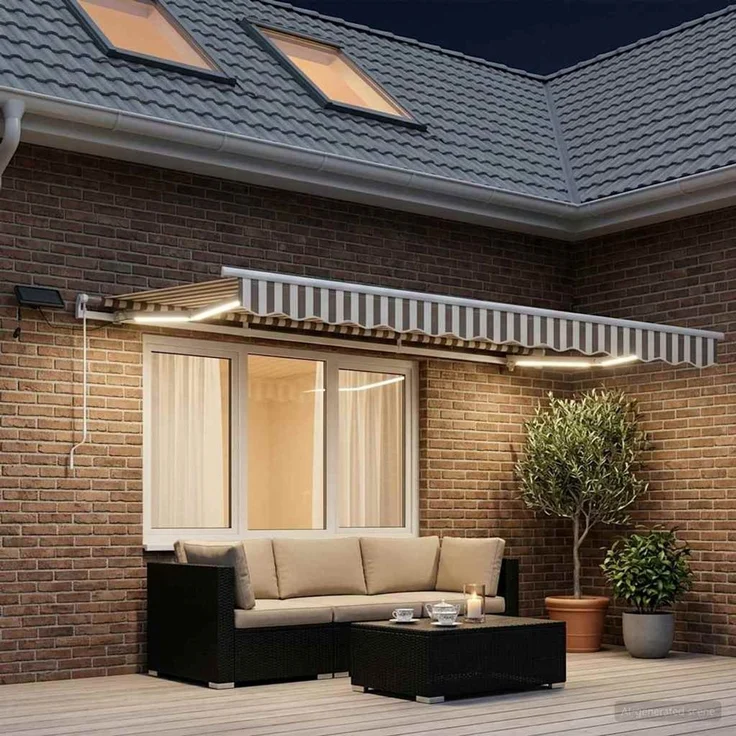 vidaXL Ausziehbare Markise Hellgrau und Weiß 350 x 250 cm 3425931 – Bild 1