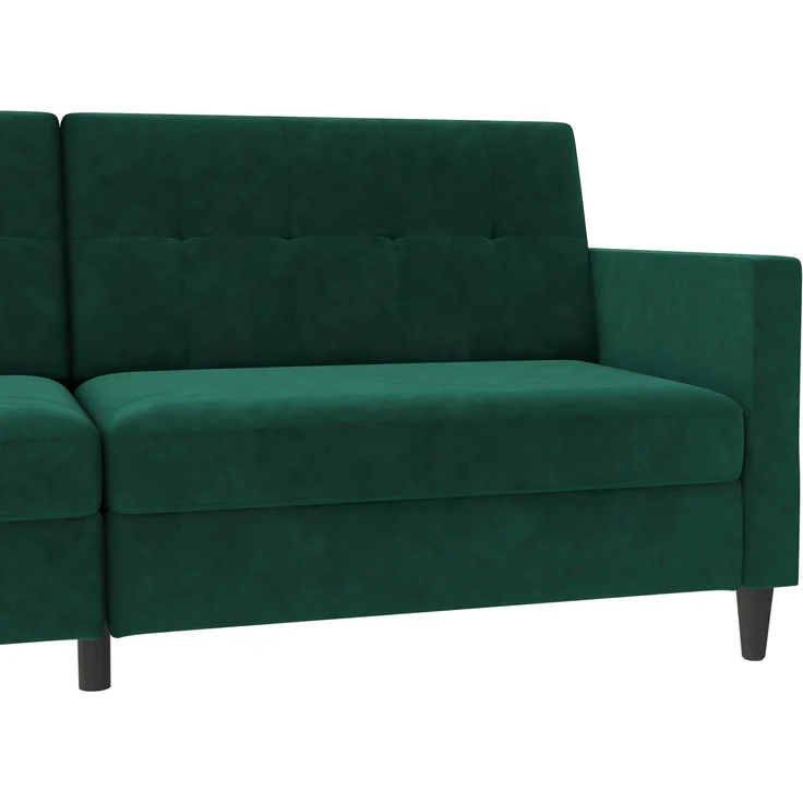 Schlafsofa >Hannover< in Dunkelrün, Samt - 203x82x83cm (BxHxT) – Bild 7