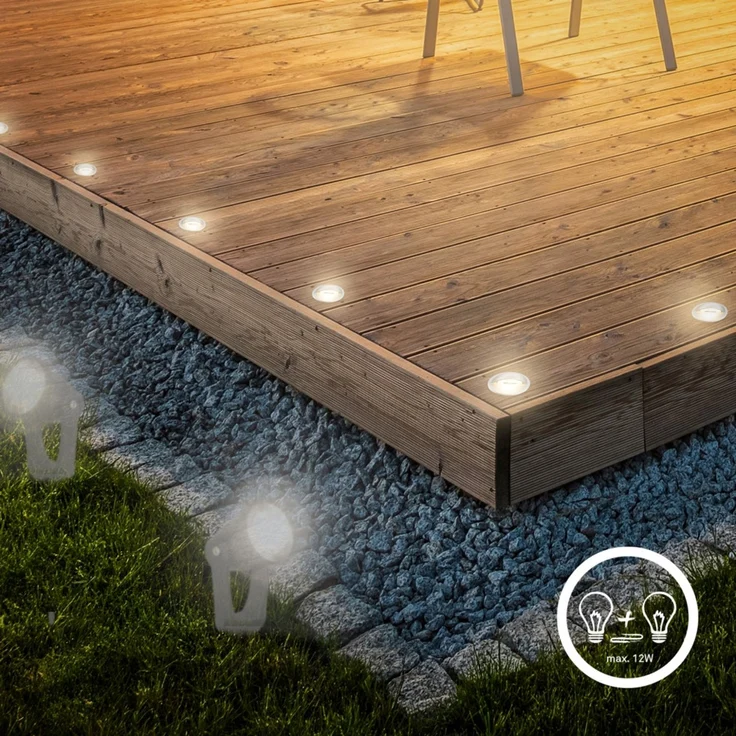 Briloner LED Außen-Bodenstrahler Teak Connect to Shine 3er Starterset 10W warmweiß – Bild 3