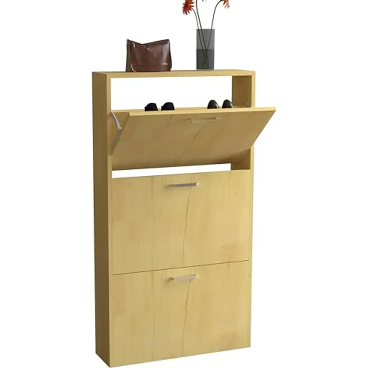 MID.YOU Schuhschrank Sulos, Honigeiche, Kunststoff, stehend, 50x108x17 cm, Schuhaufbewahrung