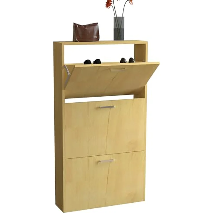 MID.YOU Schuhschrank Sulos, Honigeiche, Kunststoff, stehend, 50x108x17 cm, Schuhaufbewahrung – Bild 1