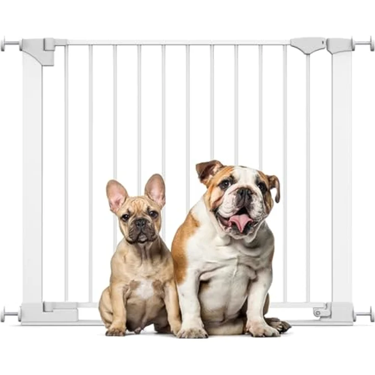 Bettacare Sicherheitsstuffen Haustiergitter, Weiß, 89cm - 96cm, Extra Niedrige Durchgangshöhe, 74cm Extra Breite Türöffnung, Einteiliges Extra Breites Gitter für welpen und Hunde – Bild 2
