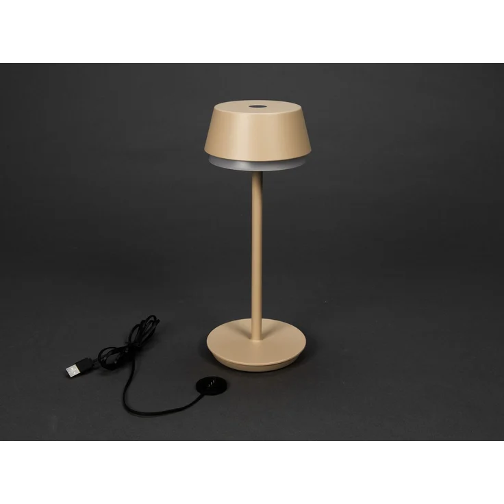 Akku Tischleuchte LYON für Outdoor dimmbar, kabellos in Sandfarben, 30cm – Bild 5