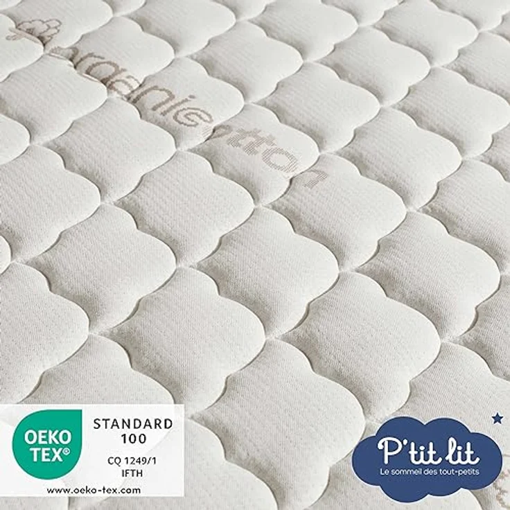 P'tit Lit - Babymatratze aus Bio-Baumwolle - 70x140 cm - 100% Baumwolle: Natürliches Material pflanzlichen Ursprungs - Ohne chemische Behandlung - Abnehmbar - OekoTex® – Bild 8