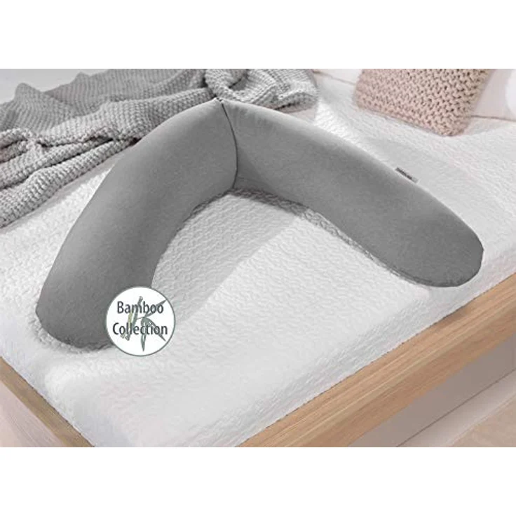 Theraline Ersatzbezug für Stillkissen Das Original, Bamboo 190 cm, Melange Mittelgrau, pflegeleicht und waschmaschinengeeignet – Bild 3