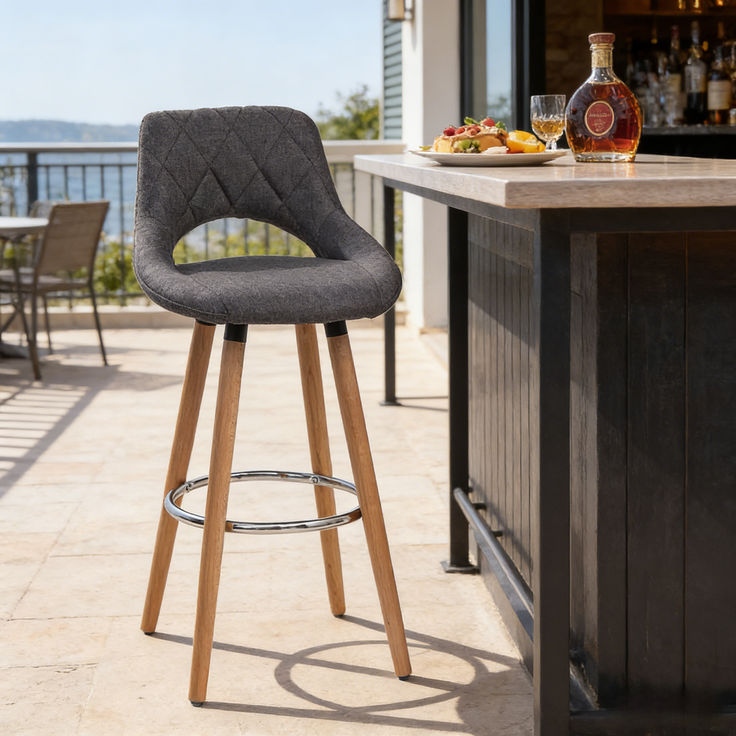 Rückenlehne für Essstühle,Bar Stuhl,Multifunktionaler Stuhl,für Küchen,Bars,Schmuckgeschäfte(Es ist nur ein Bar Stuhl enthalten)--Dunkelgrau--43x40x70cm--YOUDENOVA – Bild 5