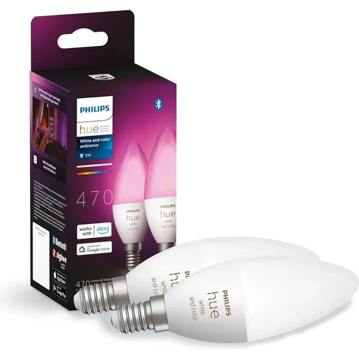 Philips Hue LED Lampe E14 2er Set 470lm White Color Amb. EEK G