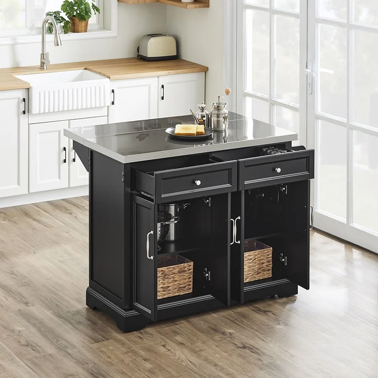 SoBuy FKW71-II-SCH Kücheninsel, MDF, Hochglanz, Schwarz, 130 x 91 x 71 cm – Bild 5