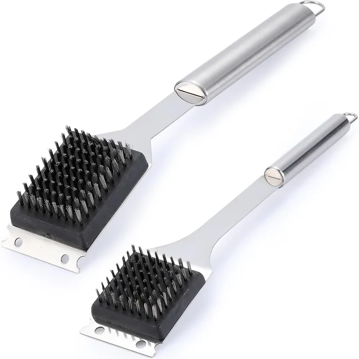 ABC Grillbürsten-Set mit Schaber, 14 Zoll / 16,5 Zoll, aus Edelstahl