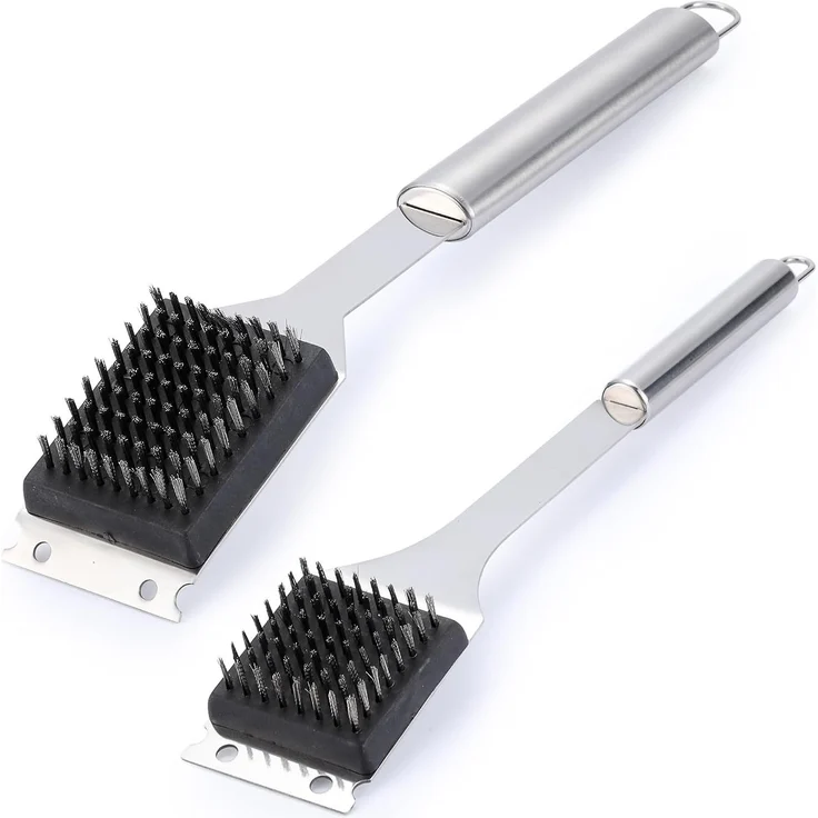 ABC Grillbürsten-Set mit Schaber, 14 Zoll / 16,5 Zoll, aus Edelstahl – Bild 1