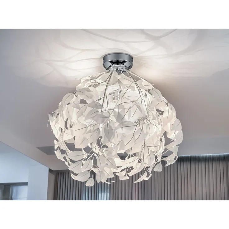LED Deckenleuchte mit Blätter Lampenschirm in Weiß Ø 38cm
