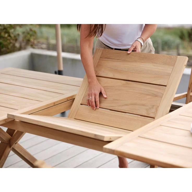 Gartenesstisch Brutus aus Teakholz, modern und ausziehbar, natur, 200–265x100 cm, für 6–8 Personen – Bild 10