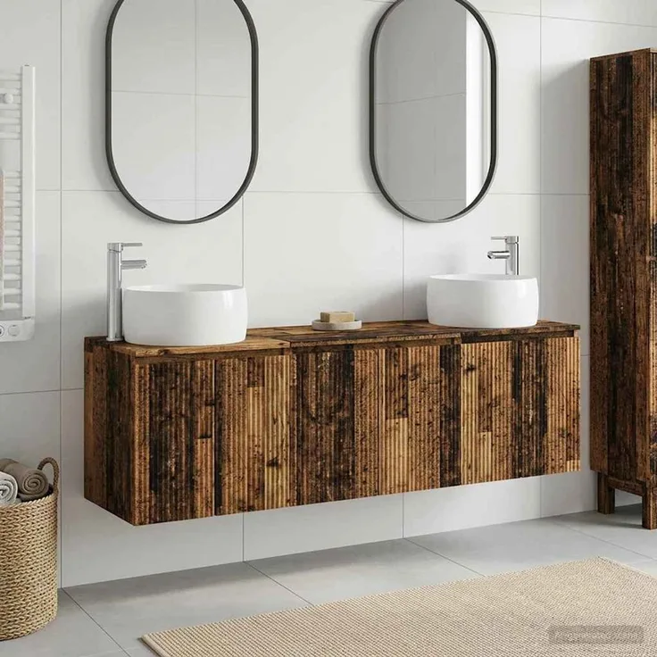 vidaXL Badezimmerschrank-Set 3 stk. Altholz 161,5 x 44,5 x 80 cm 3405715