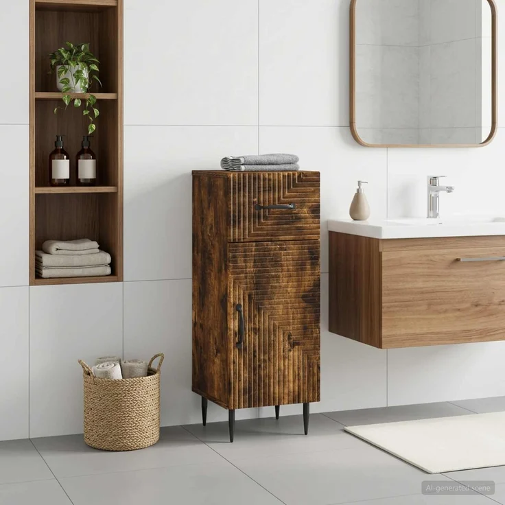 vidaXL Badezimmer Aufbewahrungsschrank HAARLEM Raucheiche 896830 – Bild 1