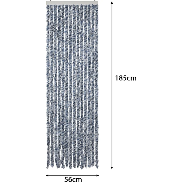 Moritz Flauschvorhang aus Chenille 56 x 185 cm blau grau meliert Türvorhang als Fliegenschutz Insektenschutz für Camping Wohnwagen – Bild 2