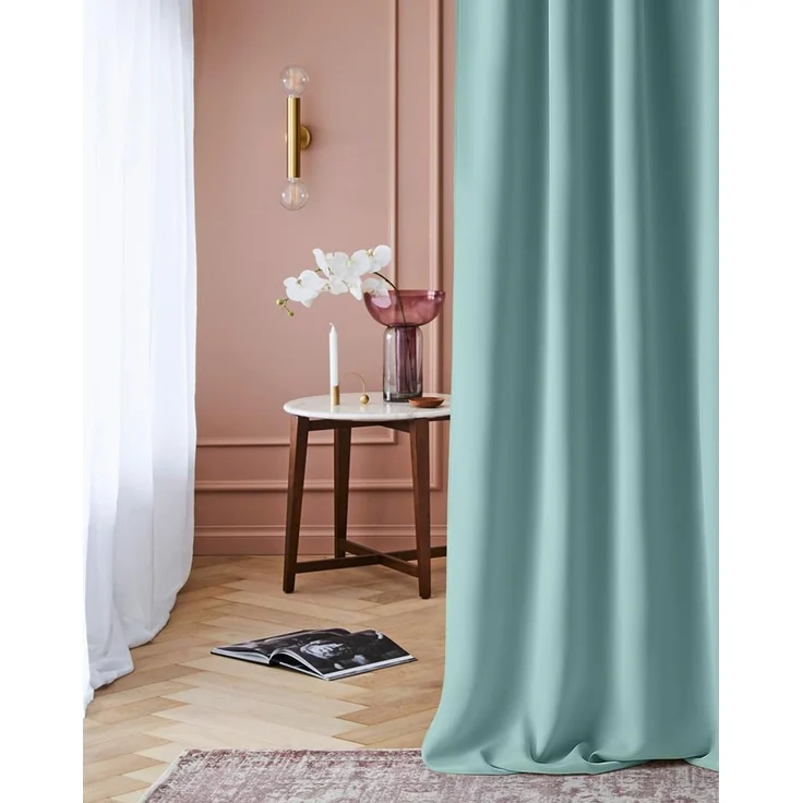 room99 Vorhang mit Ösen Laurel 140x280 cm Breite x Höhe Verdunkelung Blickdicht Schiebegardinen Curtain Wohnzimmer Schlafzimmer Mint, 1 Stück