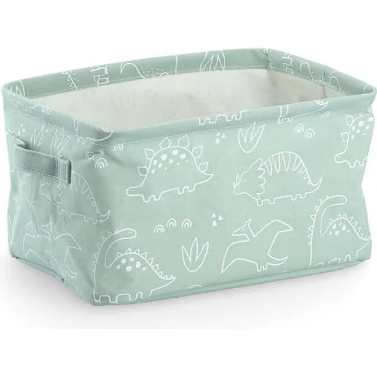 Aufbewahrungskorb Dino - Canvas, Mint / Weiß