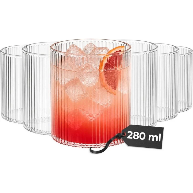 MiaMio Gläser-Set Senita, 280 ml, Riffeloptik, 6-tlg, Borosilikatglas, Spülmaschinengeeignet – Bild 1