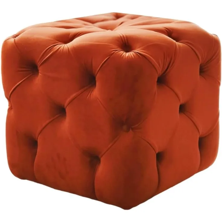 Atelier Del Sofa Cinnamon Pouffe, 48 x 48 x 48 cm | 100% Wooden Frame, Babyface Fabric | Stylish & Versatile Seating for Modern Living Rooms & Bedrooms