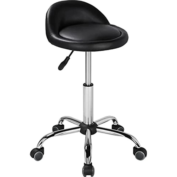 Yaheetech Rollhocker Drehhocker Arbeitshocker Bürohocker Drehstuhl Praxishockermit Rollen Massage Salon, aus Kunstleder, Höhenverstellbar schwarz – Bild 1