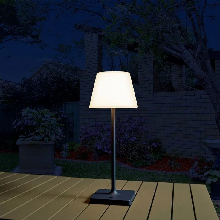 Paco Home Tischleuchte CHRIS, LED fest integriert, Warmweiß, In Und Outdoor Garten LED Akku Leuchte Aufladbar IP44 dimmbar – Bild 3