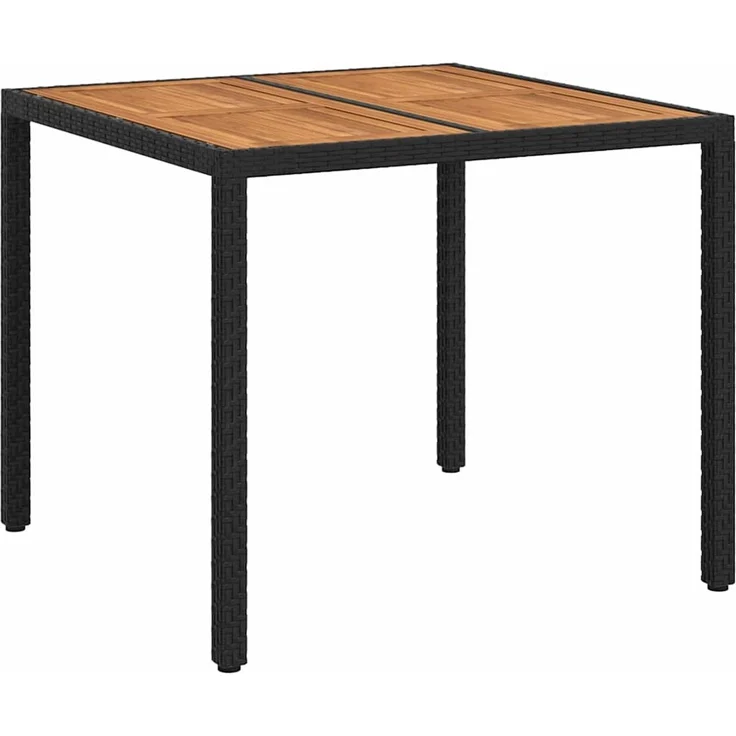 vidaXL Gartentisch Schwarz 90 x 90 x 75 cm Poly-Rattan 362537 – Bild 2