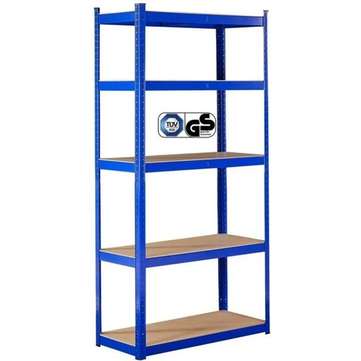 Arebos Schwerlastregal 180 x 90 x 40 cm | 875kg Tragkraft | 0,63 mm | 5 MDF-Platten | Einfache Montage durch Stecksystem Regal Lagerregal Kellerregal Steckregal Werkstattregal | Blau – Bild 4