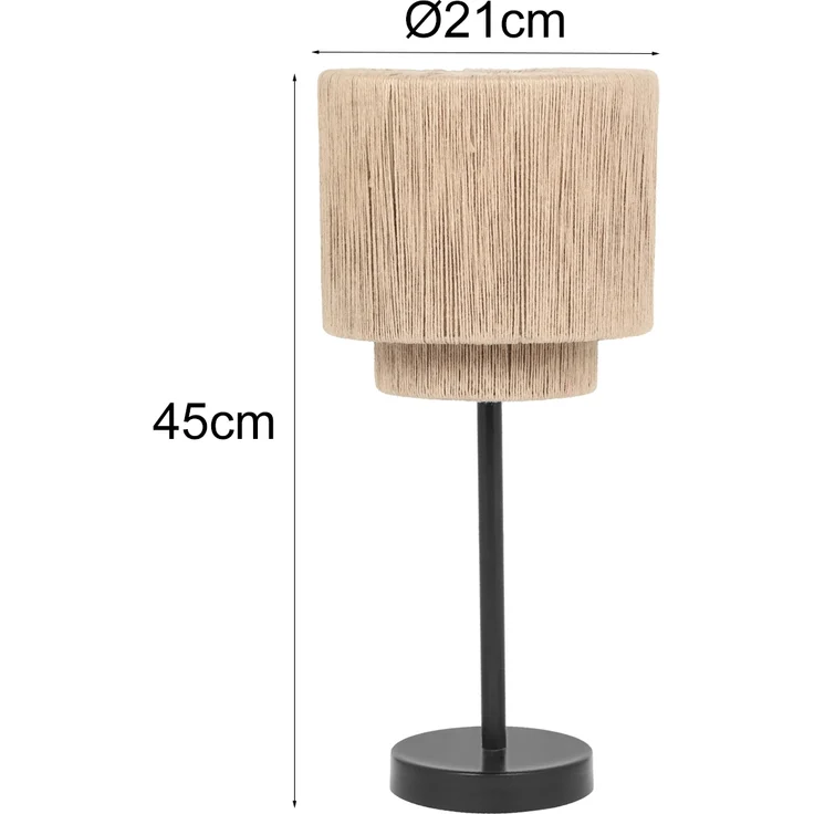 Große LED Tischleuchte aus Jute Natur im Boho Stil, Höhe 45cm – Bild 4