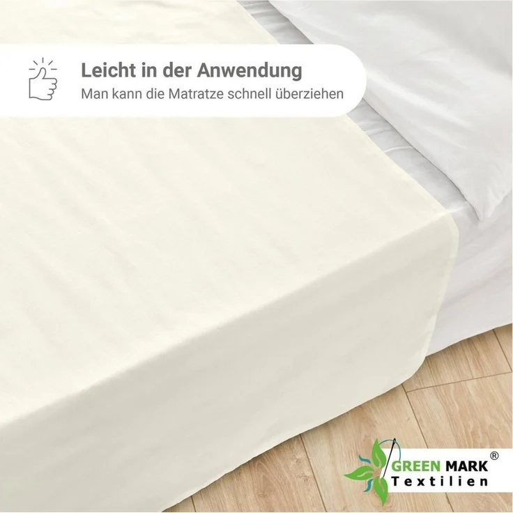 GREEN MARK Textilien Klassische Bettlaken | Betttuch | Laken | Leintuch | Haustuch 100% Baumwolle ohne Gummizug vielen Größen und Farben Größe: 150x250 cm, Natur/Cre – Bild 2