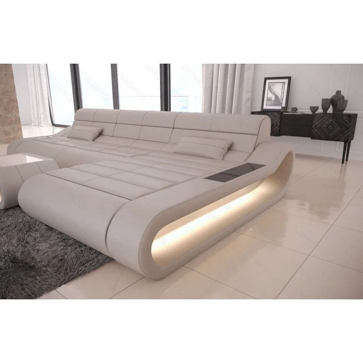 Couch Concept Lang L-Form in Leder - Echtleder - beige - Rechts – Bild 4