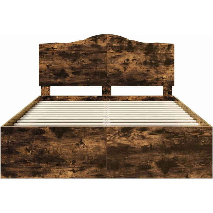 vidaXL Bettrahmen Geräucherte Eiche 150 x 200 cm Massives Kiefernholz 3413294 – Bild 6