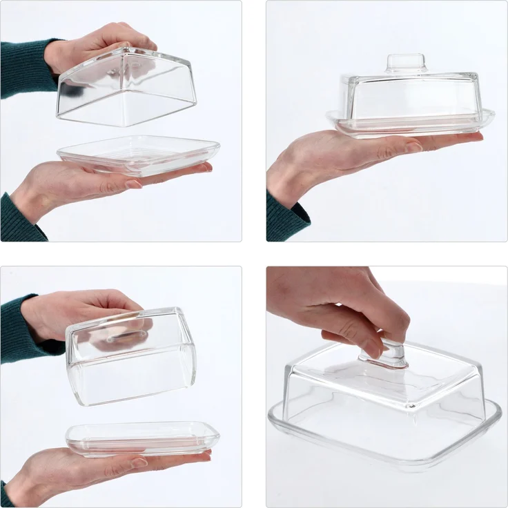 KADAX Butterdose, Butterdose aus Glas mit Deckel, Butterbehältergriff – Bild 2