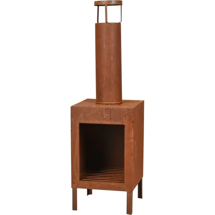 ProGarden Outdoor-Kamin mit Schornstein 100 cm Rost 442163