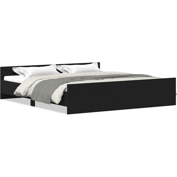 vidaXL Bettgestell ohne Matratze Schwarze Eiche 180x200 cm Holzwerkstoff 3329322 – Bild 1