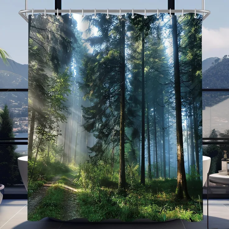 Duschvorhang Sunshine Forest 200x200cm Anti-Schimmel Textil