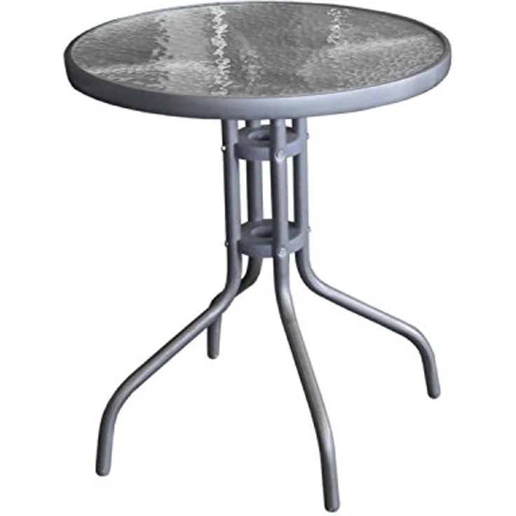 Bistrotisch Balkontisch Gartentisch Terrassentisch Glastisch dunkelgrau ⌀ 60 cm