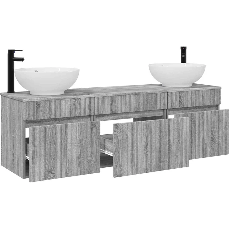 vidaXL Badezimmerschrank-Set 3 stk. Grau Sonoma 157 x 44,5 x 80 cm 3405763 – Bild 3