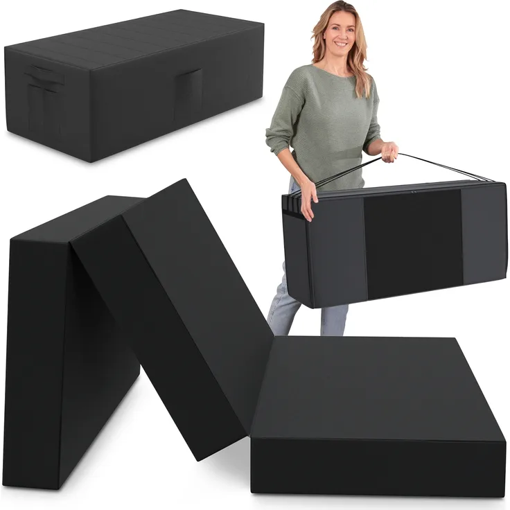 Bestschlaf Klappmatratze Spar-Set inkl. Husse & Transporttasche, Polyester, Schwarz / Schwarz, 120x195 cm