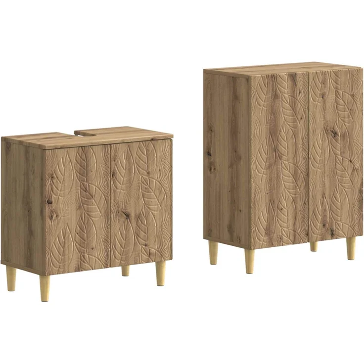vidaXL 2-teiliges Badezimmer Schrank Set DELFT Artisan-Eiche 3417629 – Bild 2