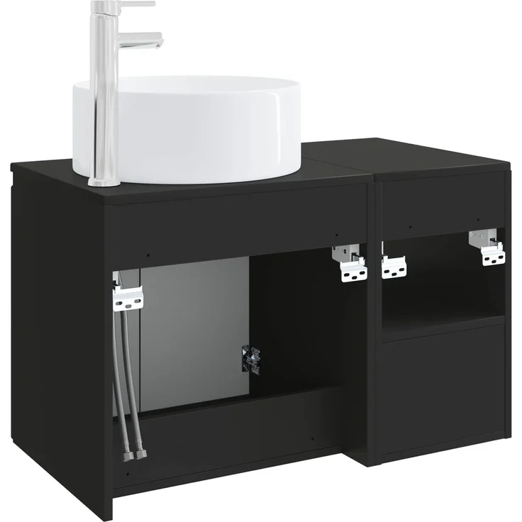 vidaXL Badezimmerschrank-Set 2 stk. Schwarz 79,5 x 44,5 x 80 cm 3404105 – Bild 6