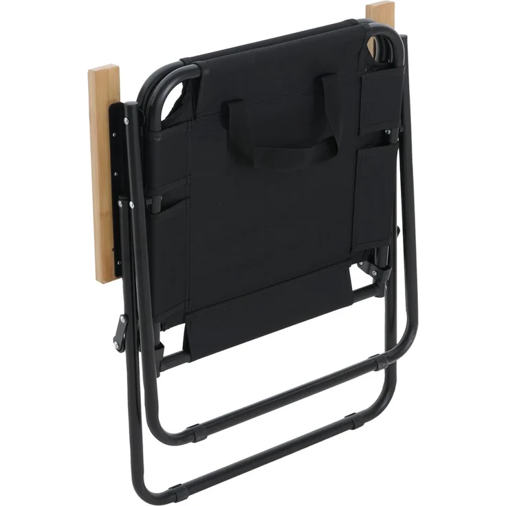 2er-Set Campingstuhl HWC-Q43, Gartenstuhl Balkonstuhl Freizeitstuhl, klappbar Bambus Metall Stoff/Textil ~ schwarz – Bild 7