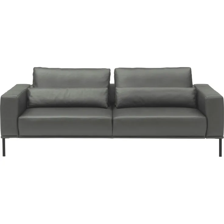 Musterring 2,5-Sitzer JustB!PM100, 202 cm breit, aus hochwertigem Leder, wahlweise mit Nierenkissen und mot. Sitzauszug, Metallfuß in schwarz