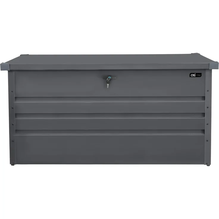 AXI Miles Gartenbox aus Metall in Anthrazit 400 Outdoor Kissenbox für den Garten mit Boden und Schloss | Grau | Metall | 132 cm