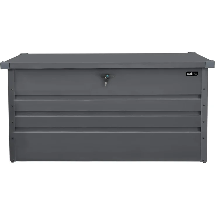 AXI Miles Gartenbox aus Metall in Anthrazit 400 Outdoor Kissenbox für den Garten mit Boden und Schloss | Grau | Metall | 132 cm – Bild 1