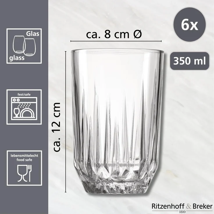 Ritzenhoff & Breker Palace Longdrinkgläser 350 ml 6er Set – Bild 4