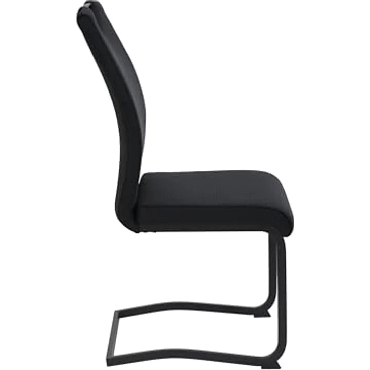 Hela Tische, 2er Set Esszimmerstuhl Freischwinger Riga, Bezug Samt Cordoptik Schwarz, Vierkant Schwinger-Gestell, Lehne mit Griff, 120kg belastbar – Bild 4