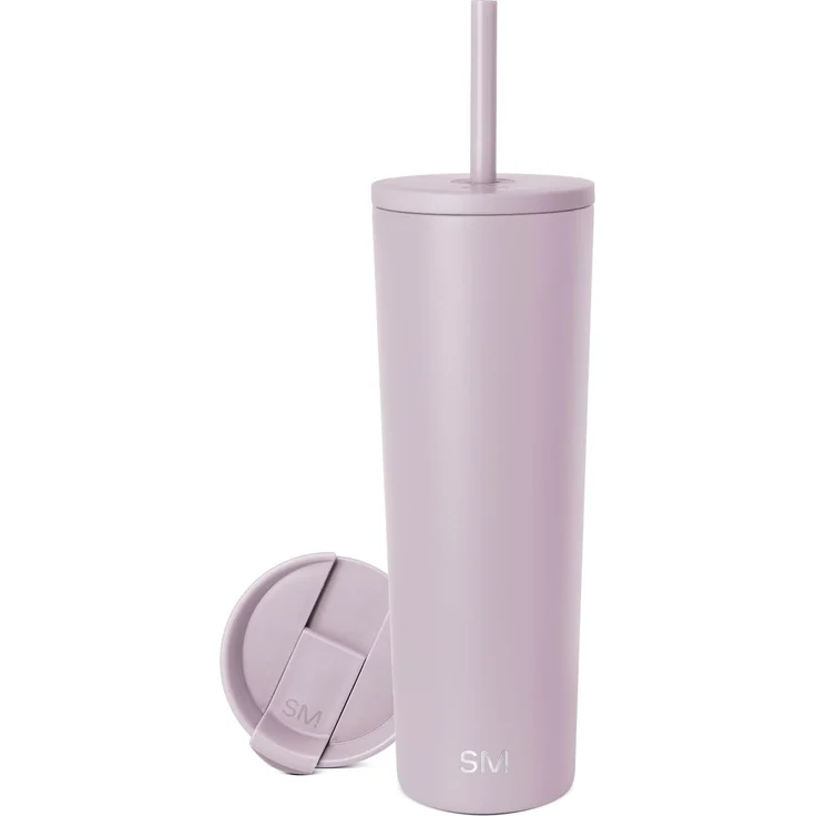 Simple Modern Thermobecher mit Strohhalm und Deckel | Trinkbecher mit Henkel Wiederverwendbare Edelstahl | Geschenke für Frauen und Männer | Classic | 830ml | Lavender Mist – Bild 1