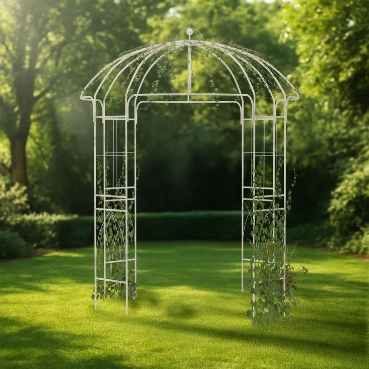 Pavillon LOTTA mit Rankhilfe - 200 x 200 x 270 cm, Metall, Antik-Weiß | Gartenpavillon Zierpavillon Gartendeko – Bild 6